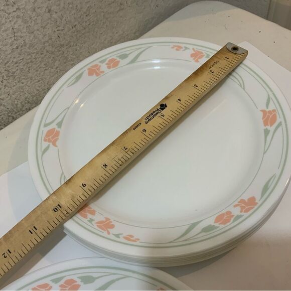 7 Vintage Corelle Peach Garland Dinner Plates 10 1/4" Corning Ware Made USA - Picture 7 of 10